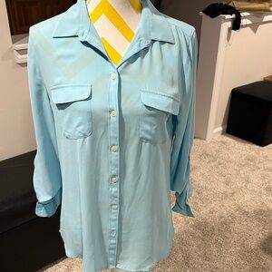 Ann Taylor Loft Light Blue Button-Up Blouse